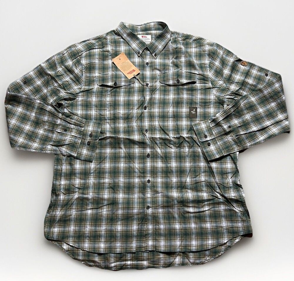 Fjallraven Swarovski Hunting Shirt Mens 4XL Plaid Long Sleeve Pockets Outdoor